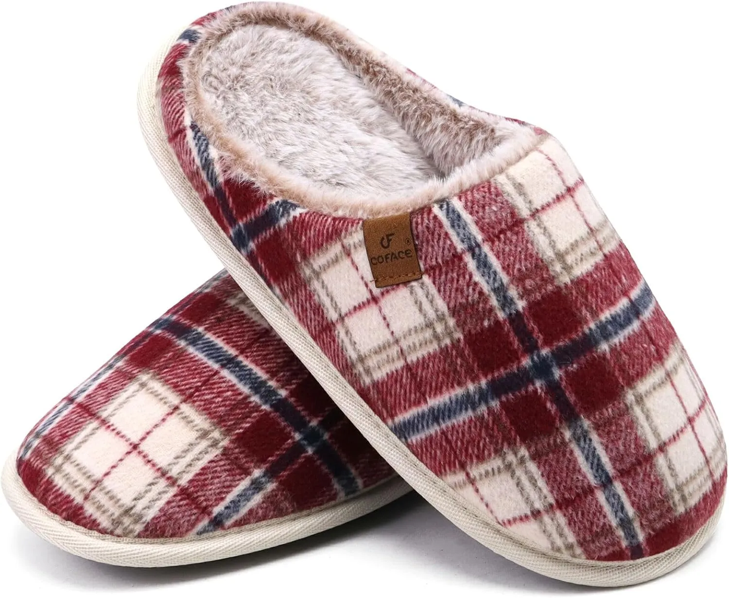 COFACE Unisex Mens Womens Cozy Memory Foam Scuff Slippers Casual Slip On Warm House Shoes Indoor/Outdoor Sandal Slippers With Arch Support Rubber Sole Size 4-15