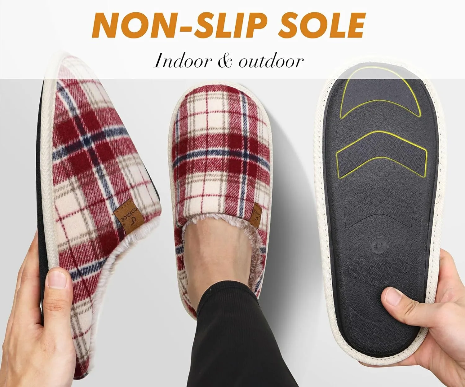 COFACE Unisex Mens Womens Cozy Memory Foam Scuff Slippers Casual Slip On Warm House Shoes Indoor/Outdoor Sandal Slippers With Arch Support Rubber Sole Size 4-15