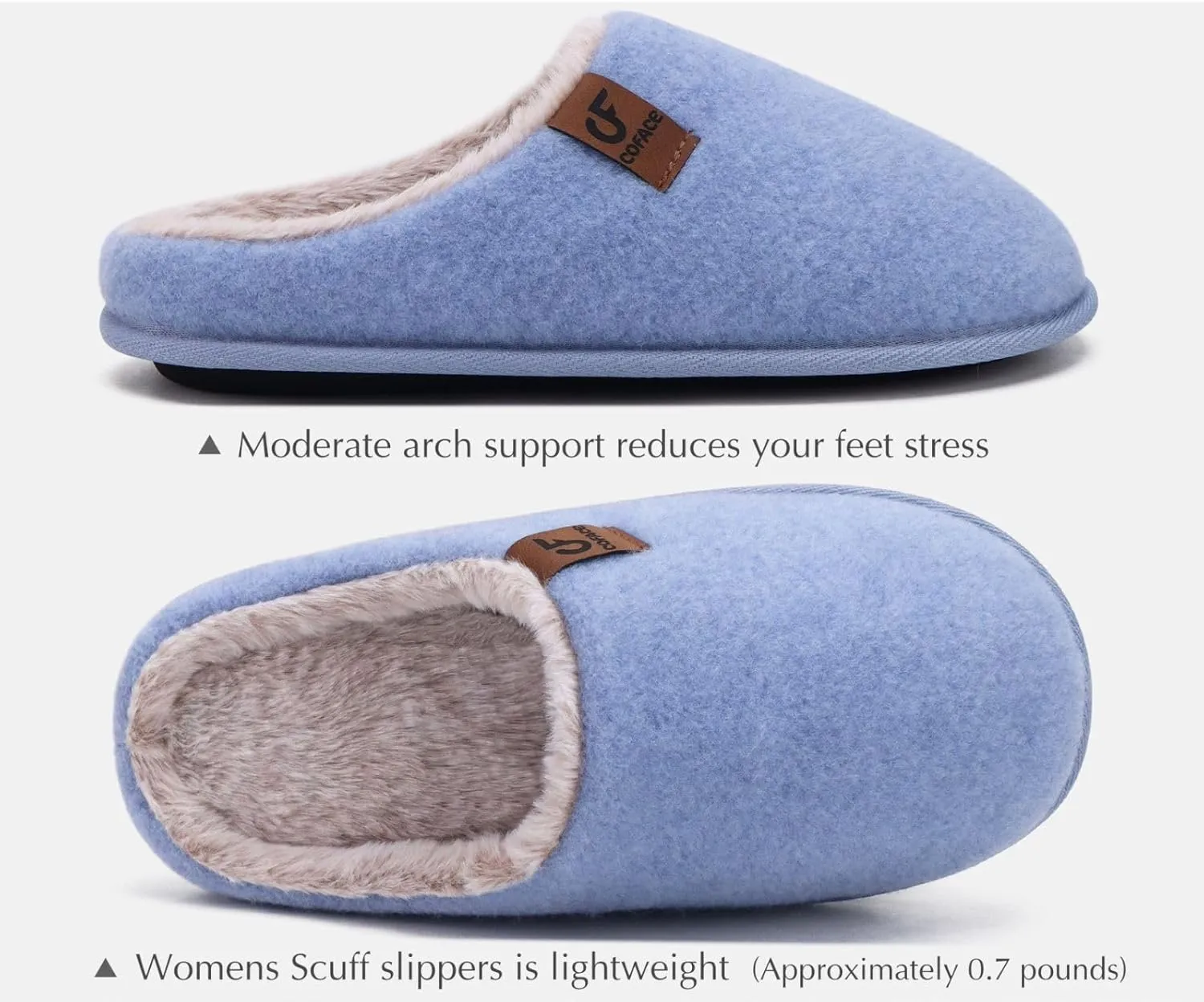 COFACE Unisex Mens Womens Cozy Memory Foam Scuff Slippers Casual Slip On Warm House Shoes Indoor/Outdoor Sandal Slippers With Arch Support Rubber Sole Size 4-15