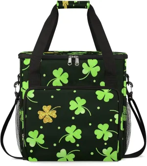 Coffee Maker Carring Bag Clover Green St Patrick's Day Travel Carrying Storage Tote Bag Compatible with Keurig K-Mini or K-Mini Plus Portable Single Serve Coffee Brewer Case with Pockets for K-cup Pod