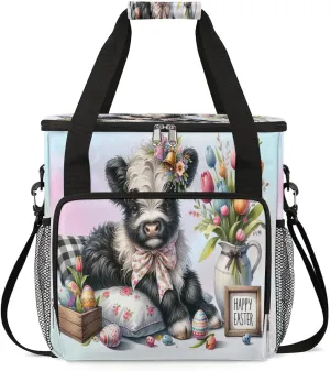 Coffee Maker Carring Bag Cute Easter Cows Travel Carrying Storage Tote Bag Compatible with Keurig K-Mini or K-Mini Plus Portable Single Serve Coffee Brewer Case with Pockets for K-cup Pods