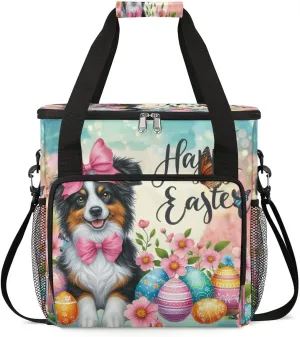 Coffee Maker Carring Bag Easter Dog Cute Travel Carrying Storage Tote Bag Compatible with Keurig K-Mini or K-Mini Plus Portable Single Serve Coffee Brewer Case with Pockets for K-cup Pods