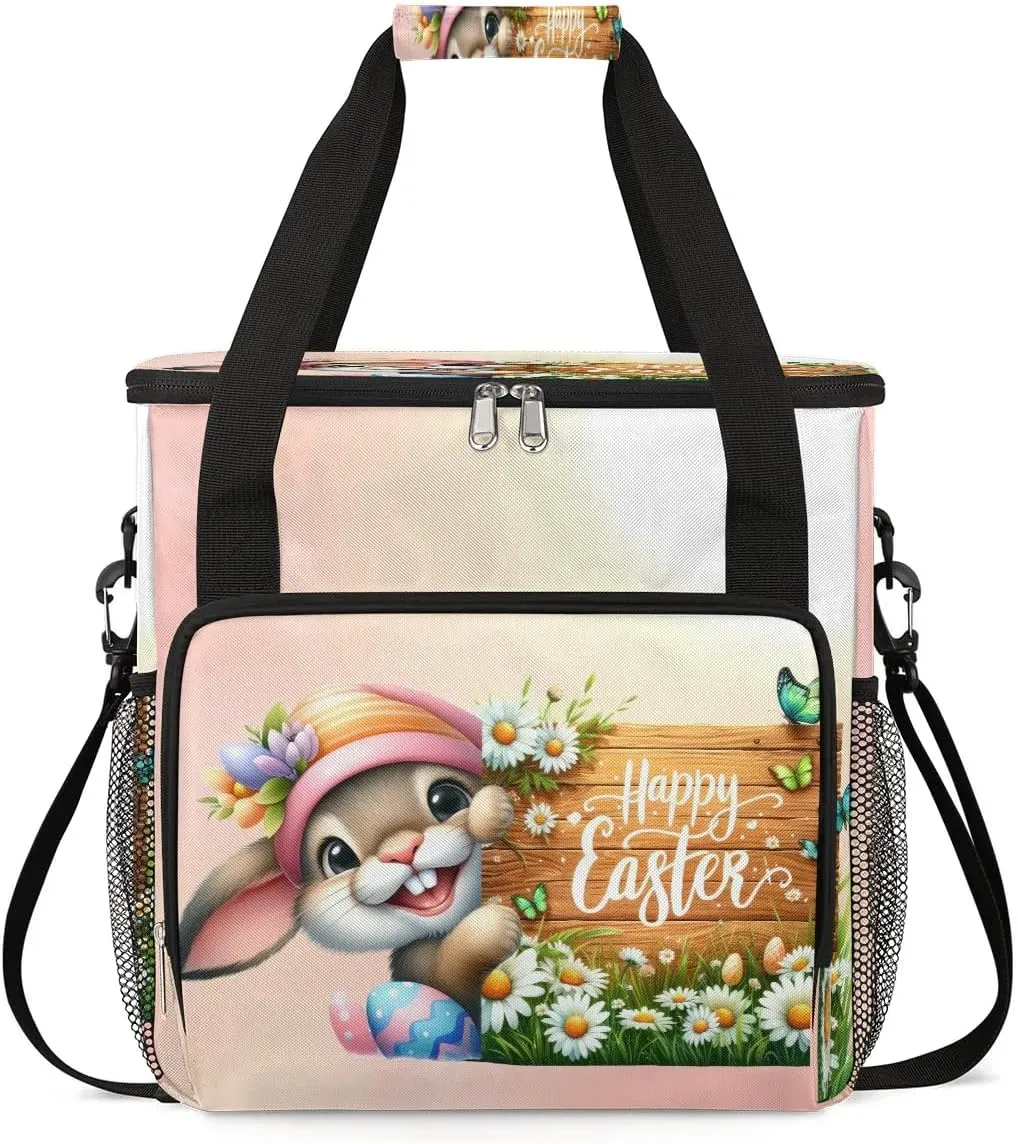 Coffee Maker Carring Bag Easter Rabbit Holiday Travel Carrying Storage Tote Bag Compatible with Keurig K-Mini or K-Mini Plus Portable Single Serve Coffee Brewer Case with Pockets for K-cup Pods