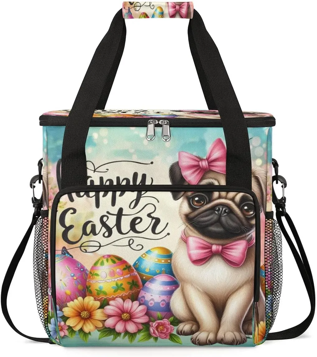 Coffee Maker Carring Bag Festive Easter Dog Travel Carrying Storage Tote Bag Compatible with Keurig K-Mini or K-Mini Plus Portable Single Serve Coffee Brewer Case with Pockets for K-cup Pods