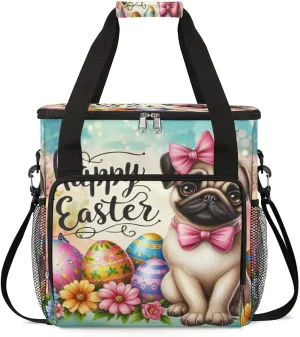 Coffee Maker Carring Bag Festive Easter Dog Travel Carrying Storage Tote Bag Compatible with Keurig K-Mini or K-Mini Plus Portable Single Serve Coffee Brewer Case with Pockets for K-cup Pods