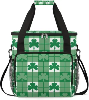 Coffee Maker Carring Bag Festive St Patrick's Day Clover Travel Carrying Storage Tote Bag Compatible with Keurig K-Mini or K-Mini Plus Portable Single Serve Coffee Brewer Case with Pockets for K-cup