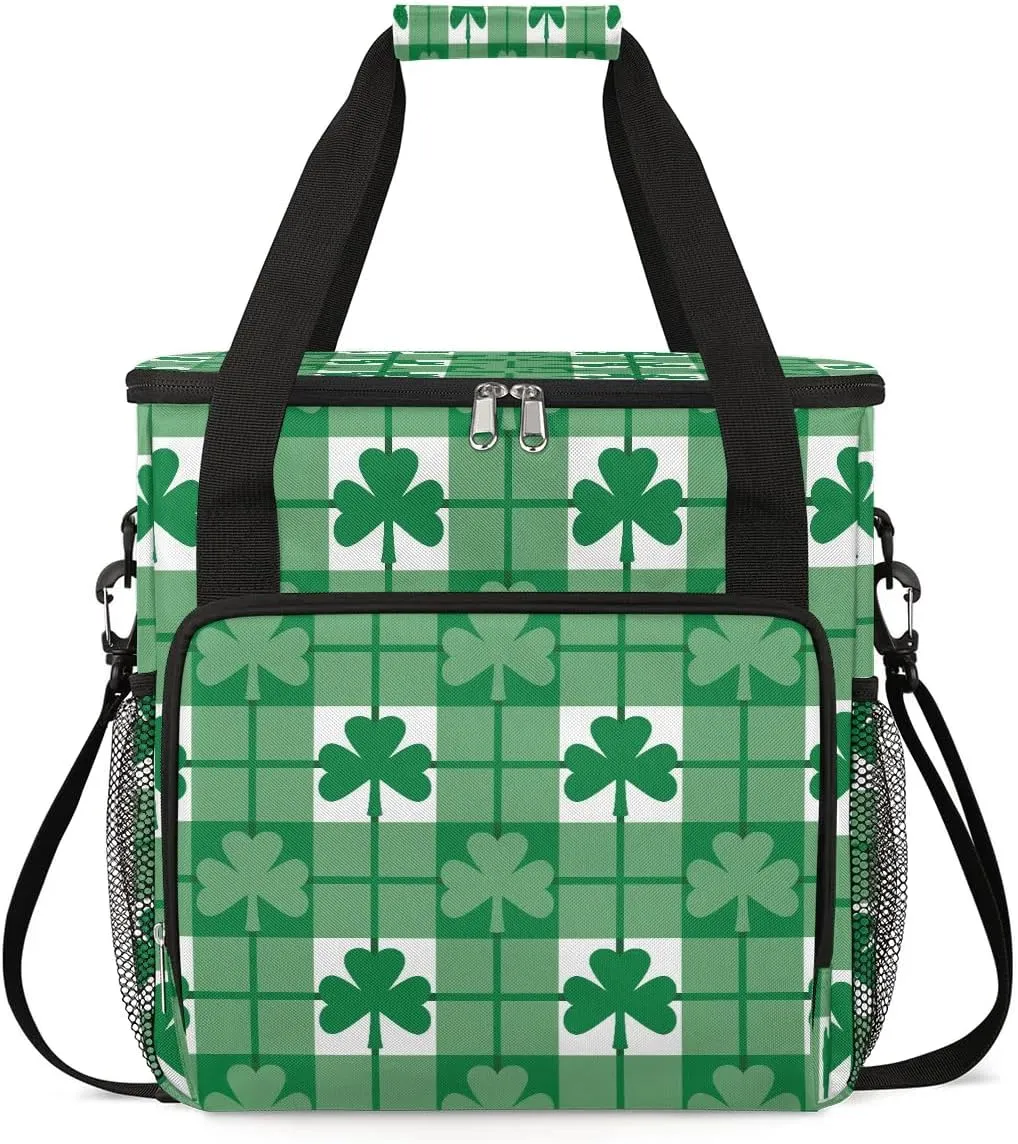 Coffee Maker Carring Bag Festive St Patrick's Day Clover Travel Carrying Storage Tote Bag Compatible with Keurig K-Mini or K-Mini Plus Portable Single Serve Coffee Brewer Case with Pockets for K-cup