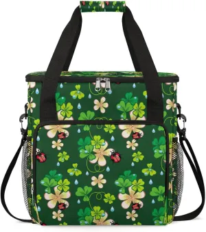 Coffee Maker Carring Bag Flowers St Patrick's Day Travel Carrying Storage Tote Bag Compatible with Keurig K-Mini or K-Mini Plus Portable Single Serve Coffee Brewer Case with Pockets for K-cup Pods