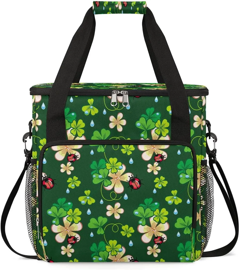 Coffee Maker Carring Bag Flowers St Patrick's Day Travel Carrying Storage Tote Bag Compatible with Keurig K-Mini or K-Mini Plus Portable Single Serve Coffee Brewer Case with Pockets for K-cup Pods