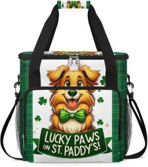 Coffee Maker Carring Bag Lovely Dog St. Patrick's Day Travel Carrying Storage Tote Bag Compatible with Keurig K-Mini or K-Mini Plus Portable Single Serve Coffee Brewer Case with Pockets for K-cup Pods