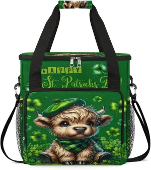 Coffee Maker Carring Bag St. Patrick's Day Highland Cow Travel Carrying Storage Tote Bag Compatible with Keurig K-Mini or K-Mini Plus Portable Single Serve Coffee Brewer Case with Pockets for K-cup