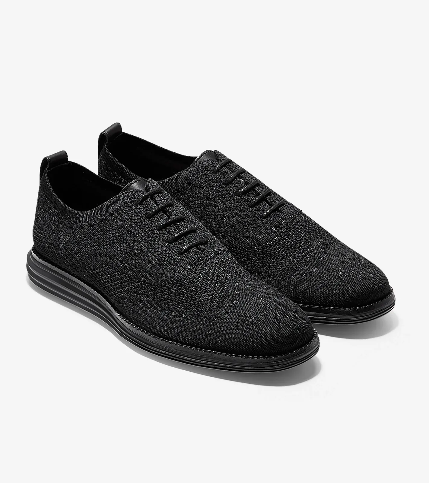Cole Haan Men's ØriginalGrand Stitchlite Wingtip Oxford Black Black Knit C28443