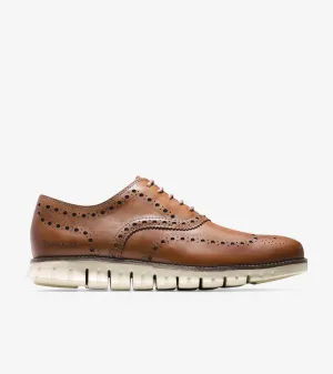 Cole Haan Men's ZERØGRAND Wingtip Oxford British Tan Closed Holes C14493