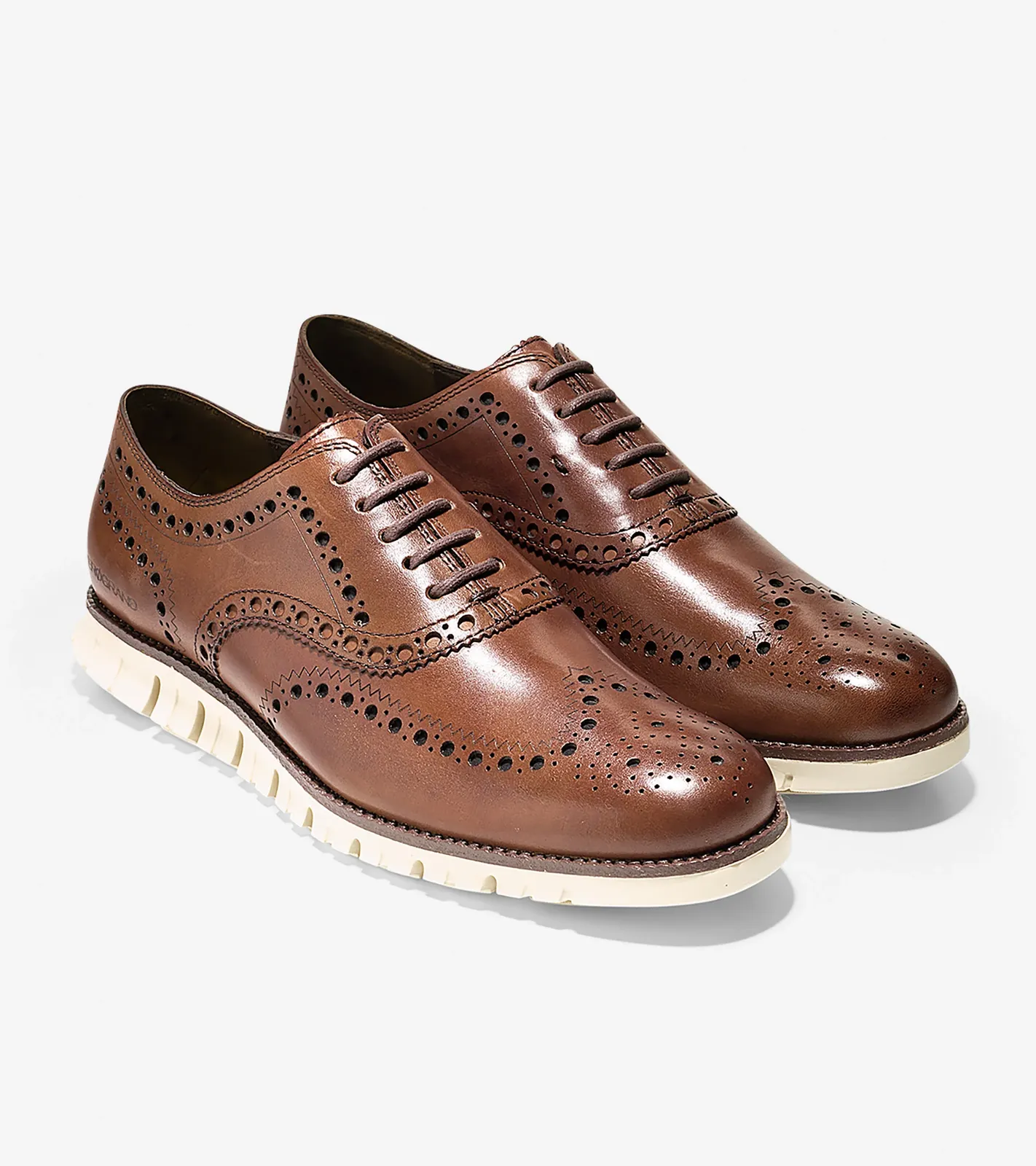Cole Haan Men's ZERØGRAND Wingtip Oxford British Tan Closed Holes C14493