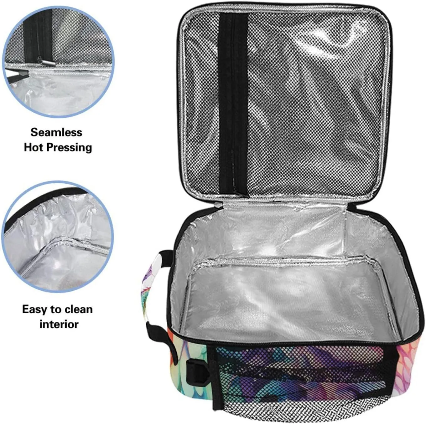 Colorful Dragon Kids Lunch Box Boys Girls Insulated Lunch Bag Reusable Thermal Cooler Tote Portable Shoulder Strap School Picnic