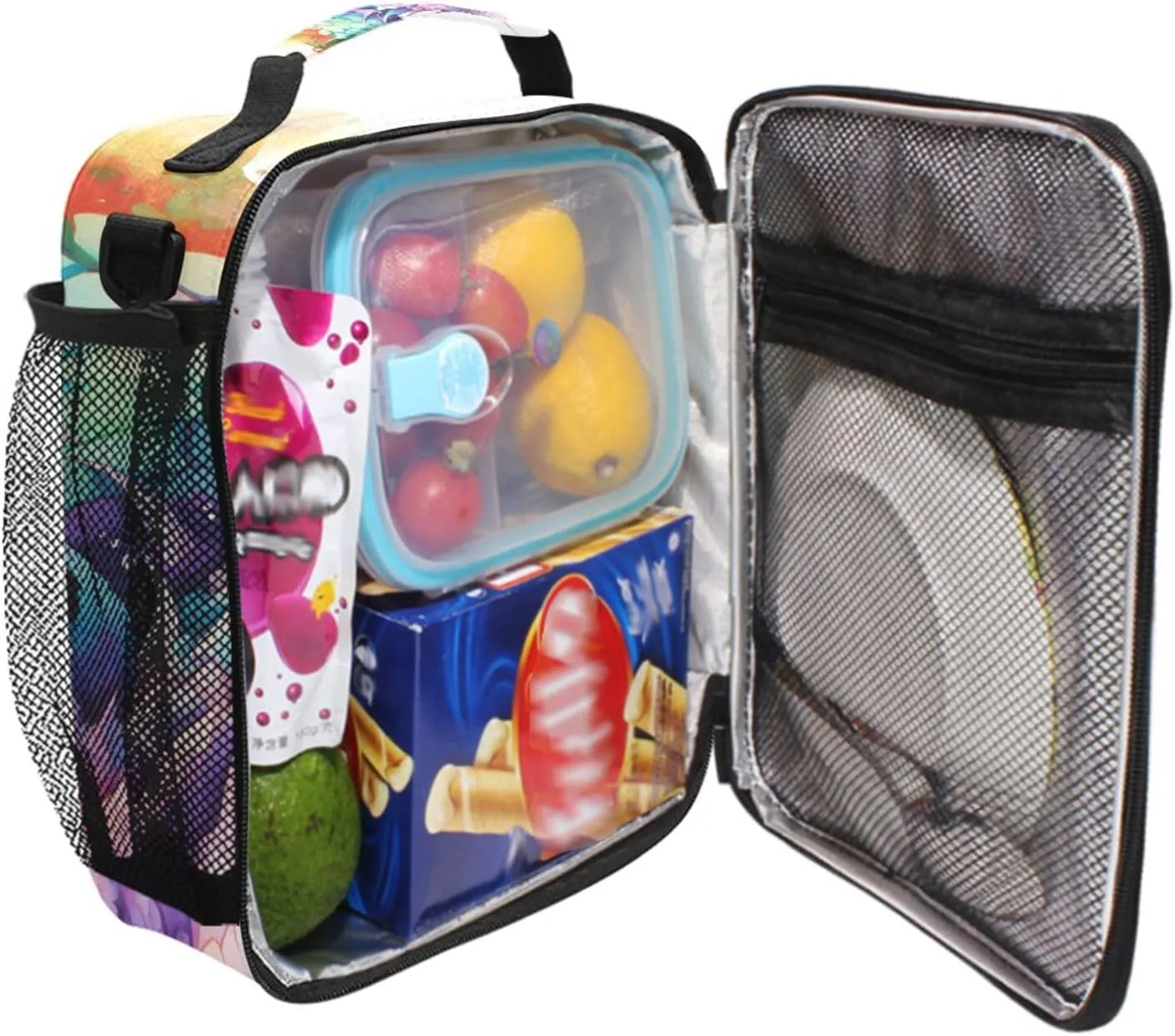 Colorful Dragon Kids Lunch Box Boys Girls Insulated Lunch Bag Reusable Thermal Cooler Tote Portable Shoulder Strap School Picnic