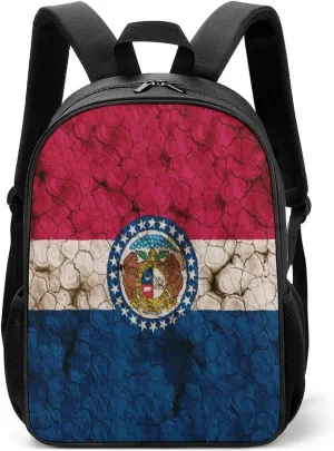 Cracked Soil Missouri Flag Travel Backpack Laptop Shoulders Bag Casual Daypack for Business Hiking for Women Men