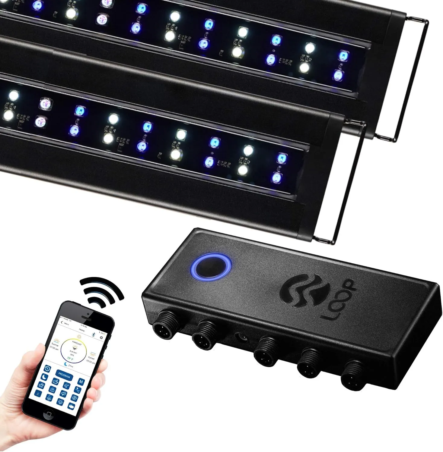 CURRENT USA PRO Dual 24-36" Inch Orbit Marine IC Loop LED Saltwater Reef Marine Aquarium Light with Bluetooth App Control | Wireless Lighting & eFlux Wave Pump Control for Fish Tank (4335)