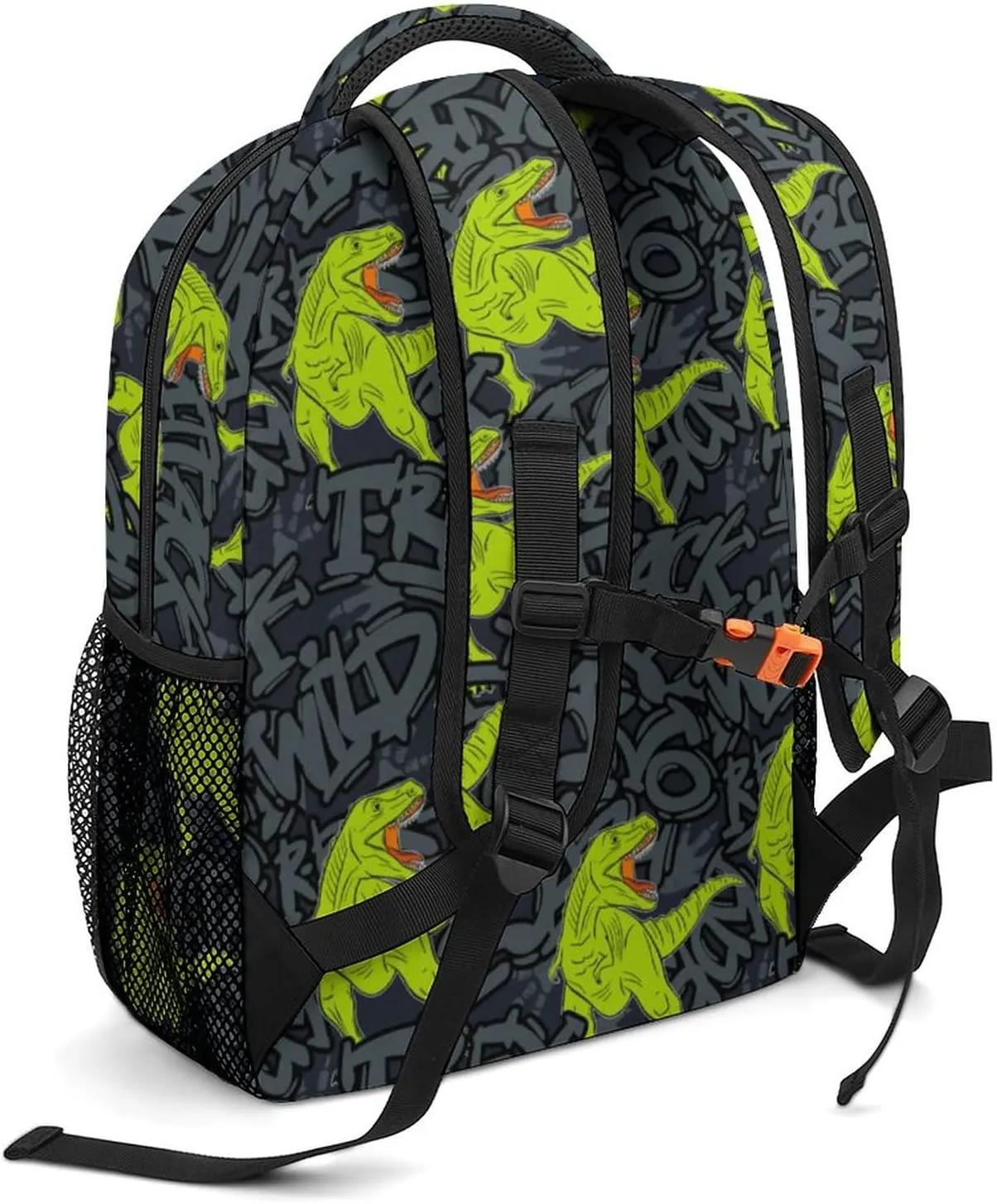 Custom Green Dinosaur Roar Backpack Personalized Name Text Backpack Daypacks Customized BookBags School Bag for Student Boys Girls