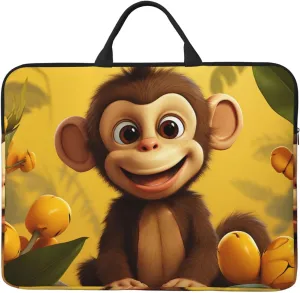 Cute Funny Animal Monkey Banana Laptop Case Sleeve 14" Laptop Bag Shockproof Computer Carrying Cover Protective Notebook Case