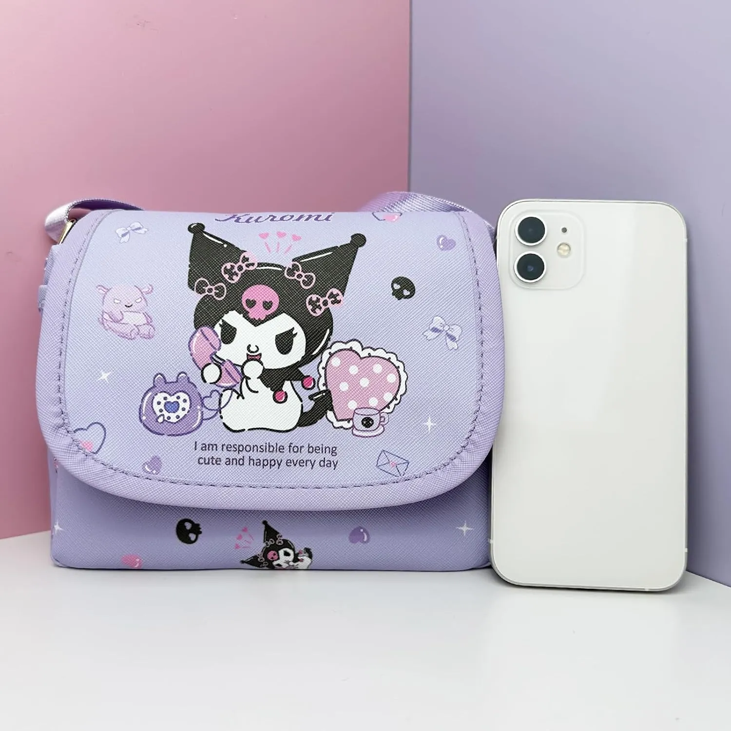 Cute Kitty Crossbody Bag with Bracelet Charm, Kawaii Handbag Shoulder Zipper Bag Coin Pouch Accessories for Women Girls