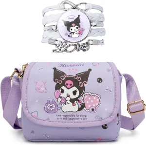 Cute Kitty Crossbody Bag with Bracelet Charm, Kawaii Handbag Shoulder Zipper Bag Coin Pouch Accessories for Women Girls