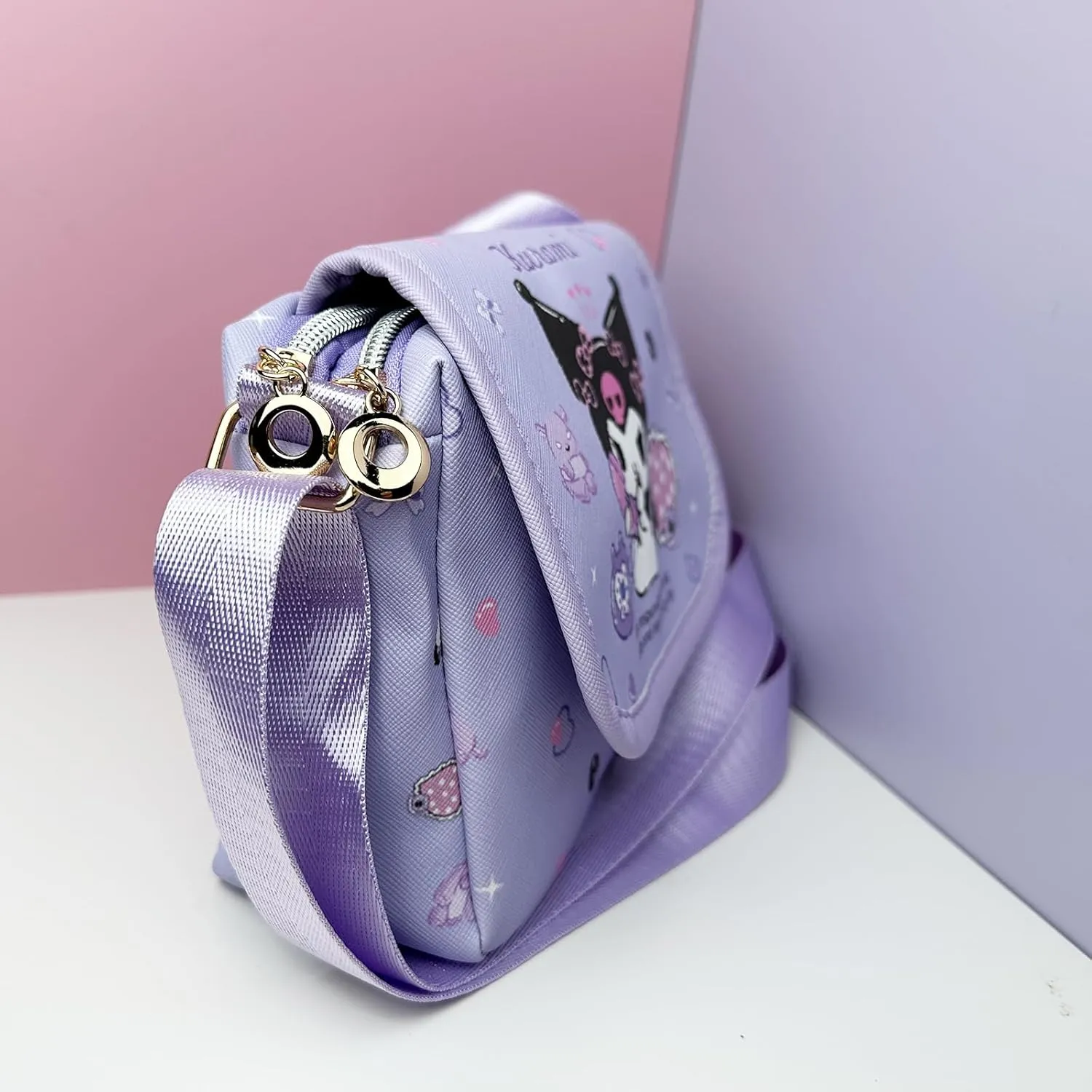 Cute Kitty Crossbody Bag with Bracelet Charm, Kawaii Handbag Shoulder Zipper Bag Coin Pouch Accessories for Women Girls