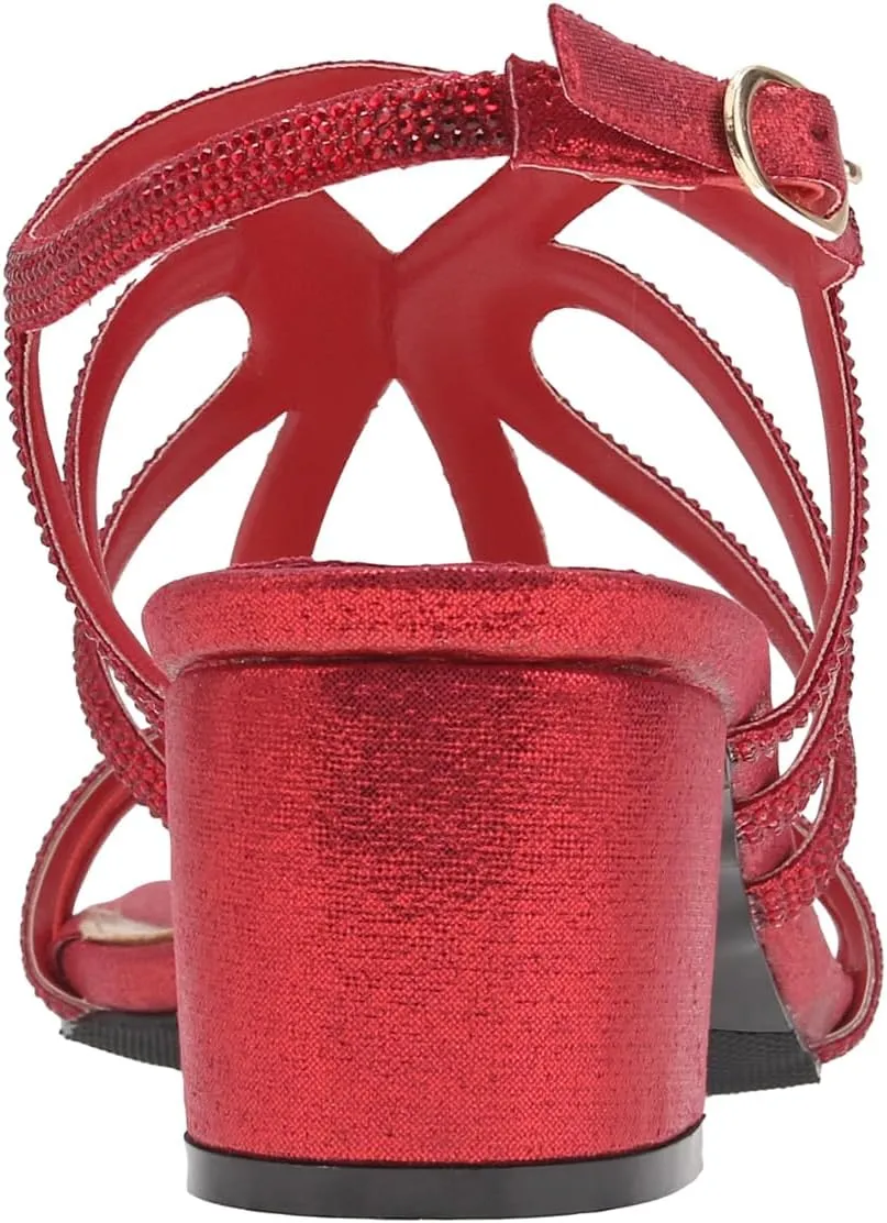 Devine Rhinestone Block Heel Dressy Sandal