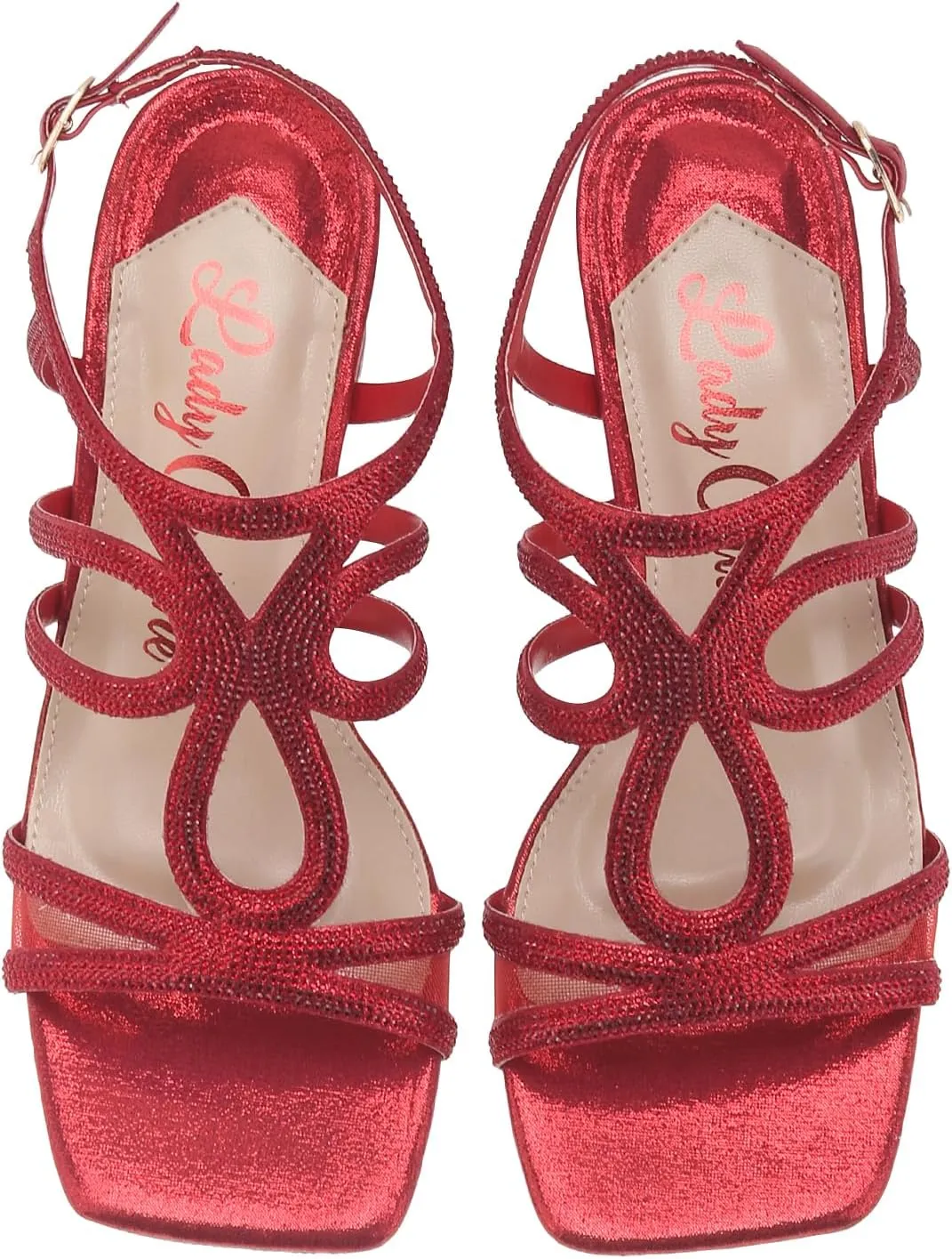 Devine Rhinestone Block Heel Dressy Sandal