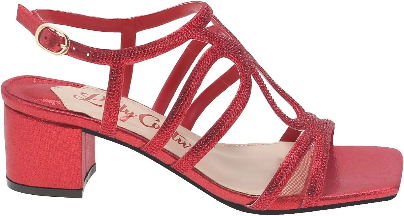 Devine Rhinestone Block Heel Dressy Sandal