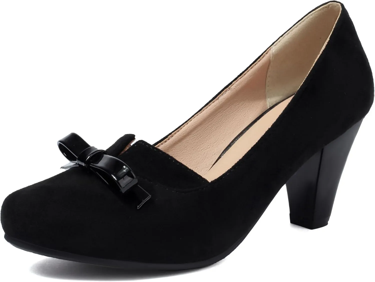 Elerhythm Women's Mary Jane Bownot Closed Round Toe Vintage Heels Gatsby 1920s Pumps 1950s Victorian Retro Shoes