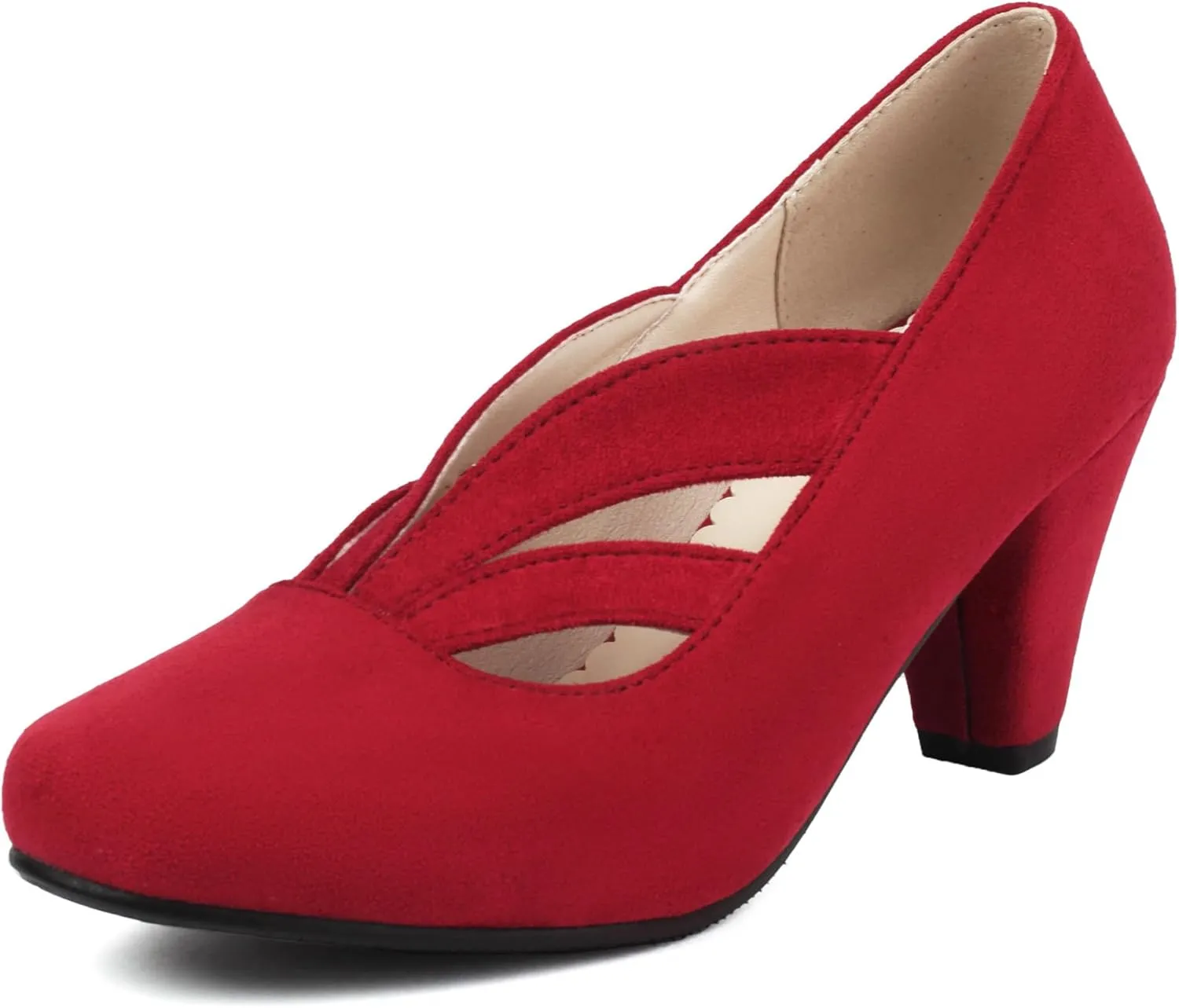 Elerhythm Women's Mary Jane Vintage Heels Gatsby 1920s Pumps Closed Round Toe 1950s Victorian Retro Shoes