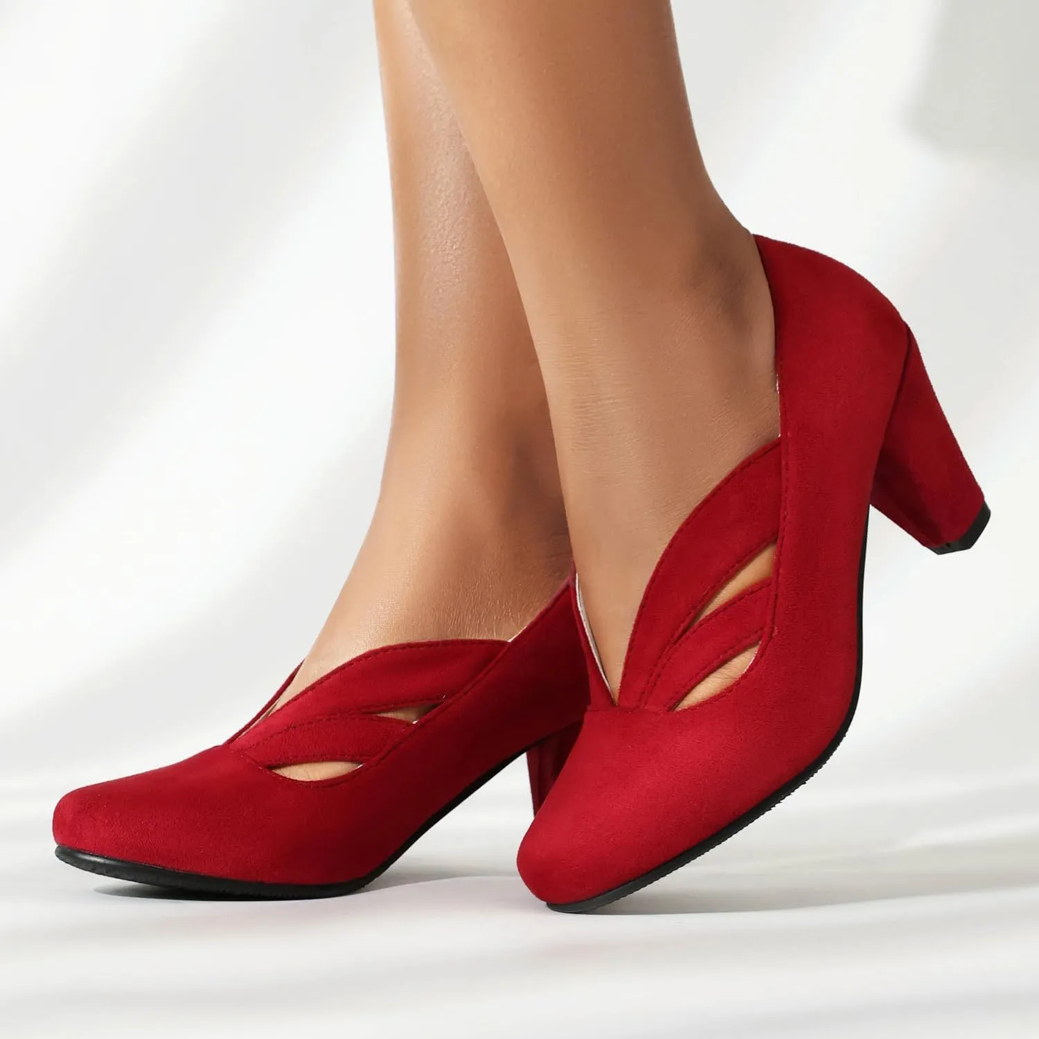 Elerhythm Women's Mary Jane Vintage Heels Gatsby 1920s Pumps Closed Round Toe 1950s Victorian Retro Shoes