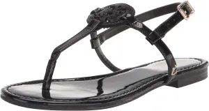 Exclusive Sandals Black Adjustable by Celia Ankle Cutting-edge Strap Sam Circus Edelman Thong Patent