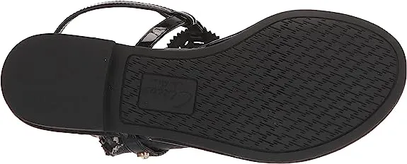 Exclusive Sandals Black Adjustable by Celia Ankle Cutting-edge Strap Sam Circus Edelman Thong Patent
