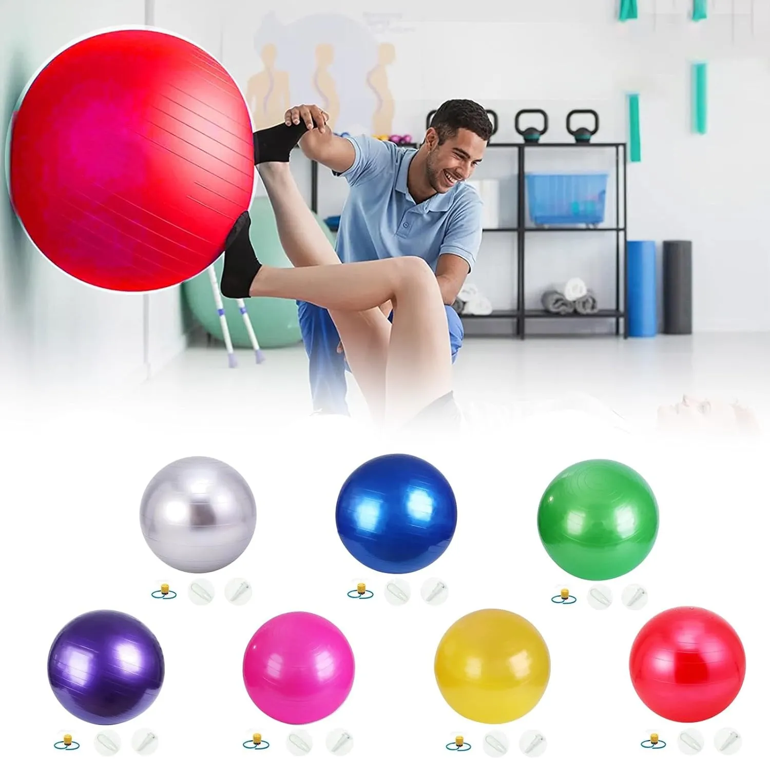 Exercise Ball Yoga Ball,Anti-Burst and Slip Resistant Stability Ball with Quick Pump,Workout Ball,Birthing Ball for Pregnancy,Swiss Ball for Home Gym Fitness Pilates Balance Physical Therapy