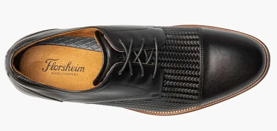 Florsheim Black Rucci Weave Men's Cap Toe Oxford Shoes 13407-001