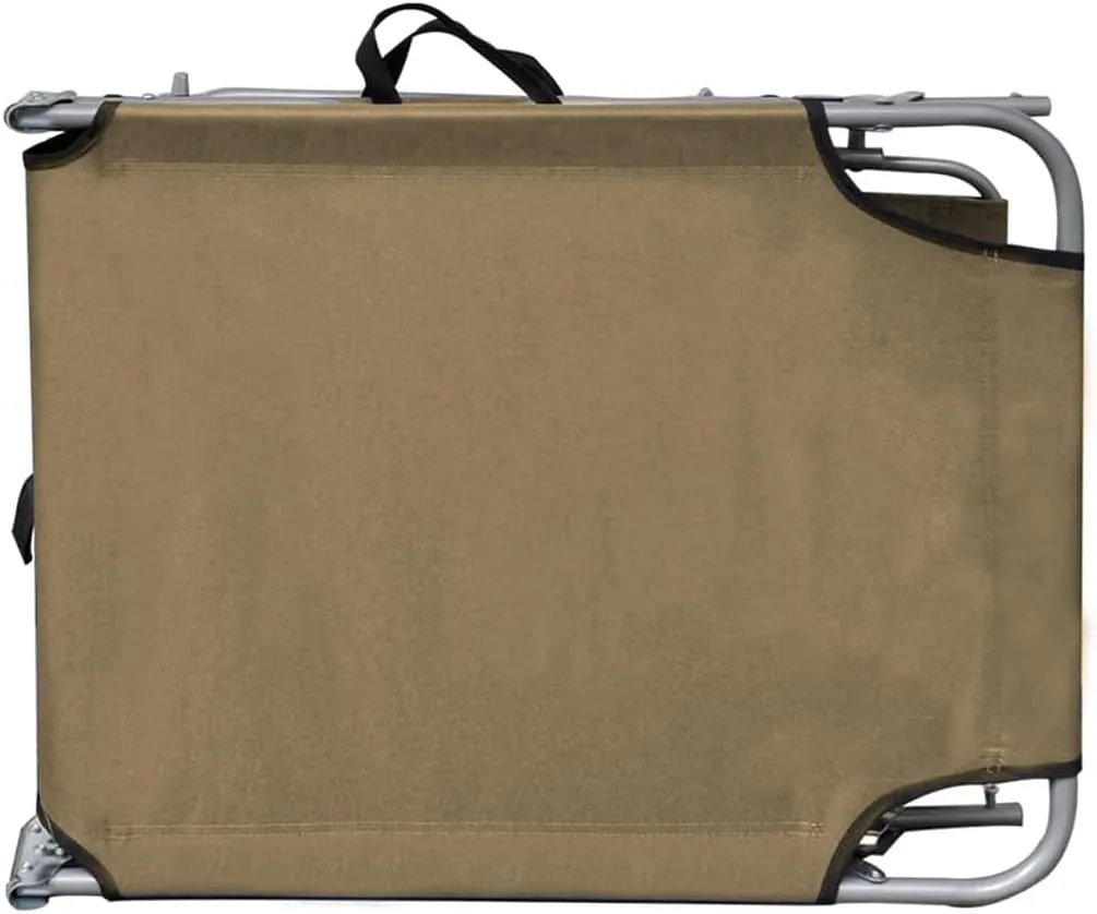 Folding Sun Lounger with Canopy Steel TaupeLuxury Sun Loungers with Adjustable Backrest and Cushioned Seat