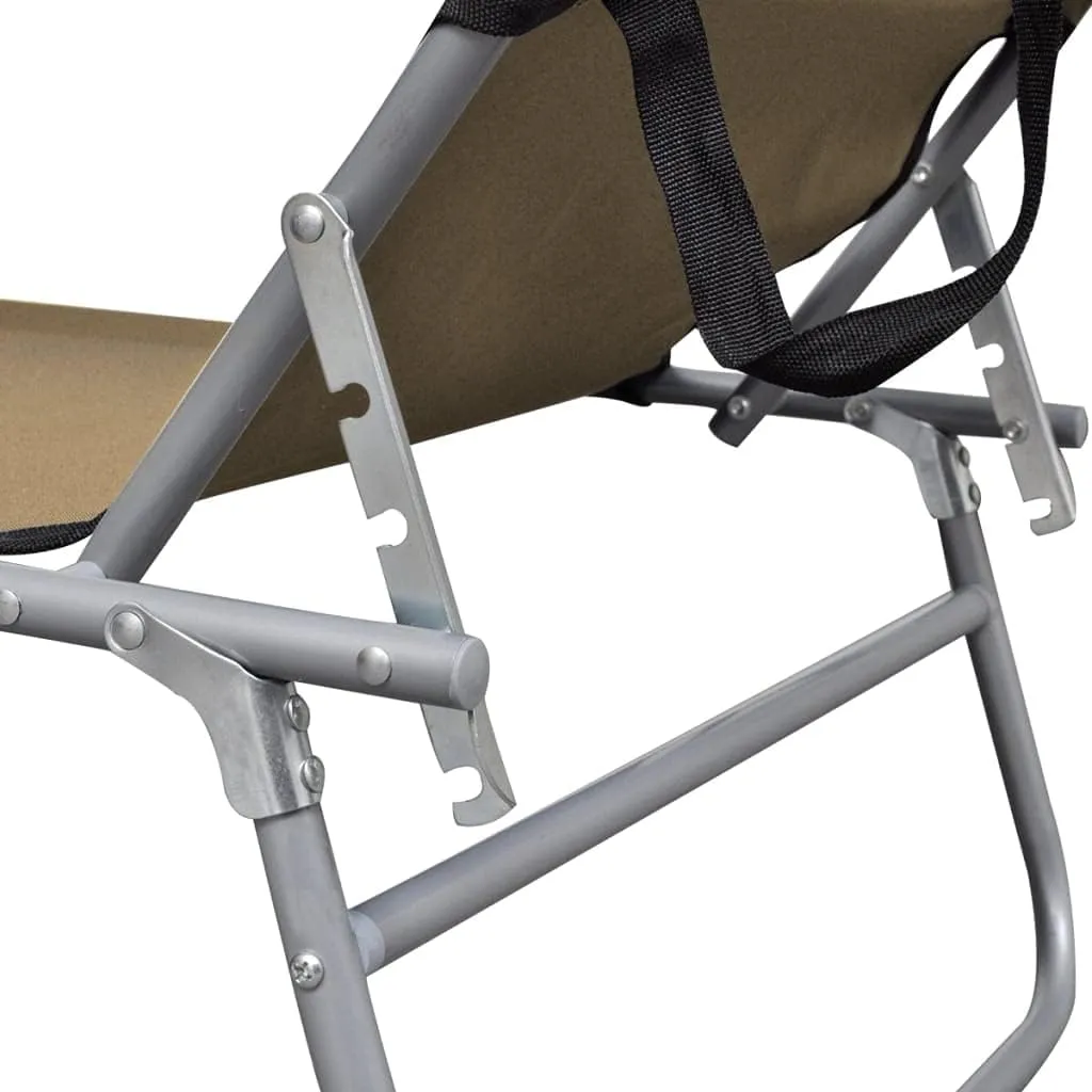 Folding Sun Lounger with Canopy Steel TaupeLuxury Sun Loungers with Adjustable Backrest and Cushioned Seat