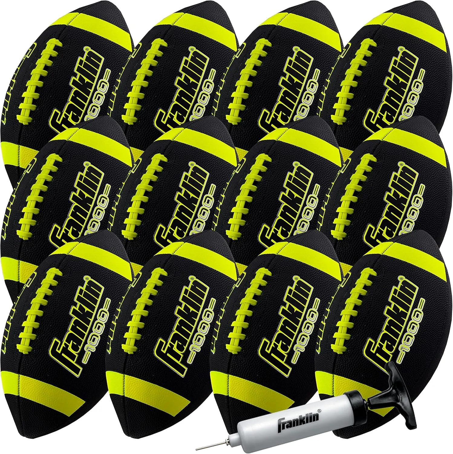 Franklin Sports Youth   Adult Footballs - Extra Grip 1000 Official Size, Junior   Pee Wee Kids - 1   12 Packs