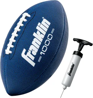 Franklin Sports Youth Pee Wee Kids Footballs- Synthetic Leather Youth Football for Kids - Outdoor All-Weather Balls - Extra Grip Ball - 1 Pack - Blue   White