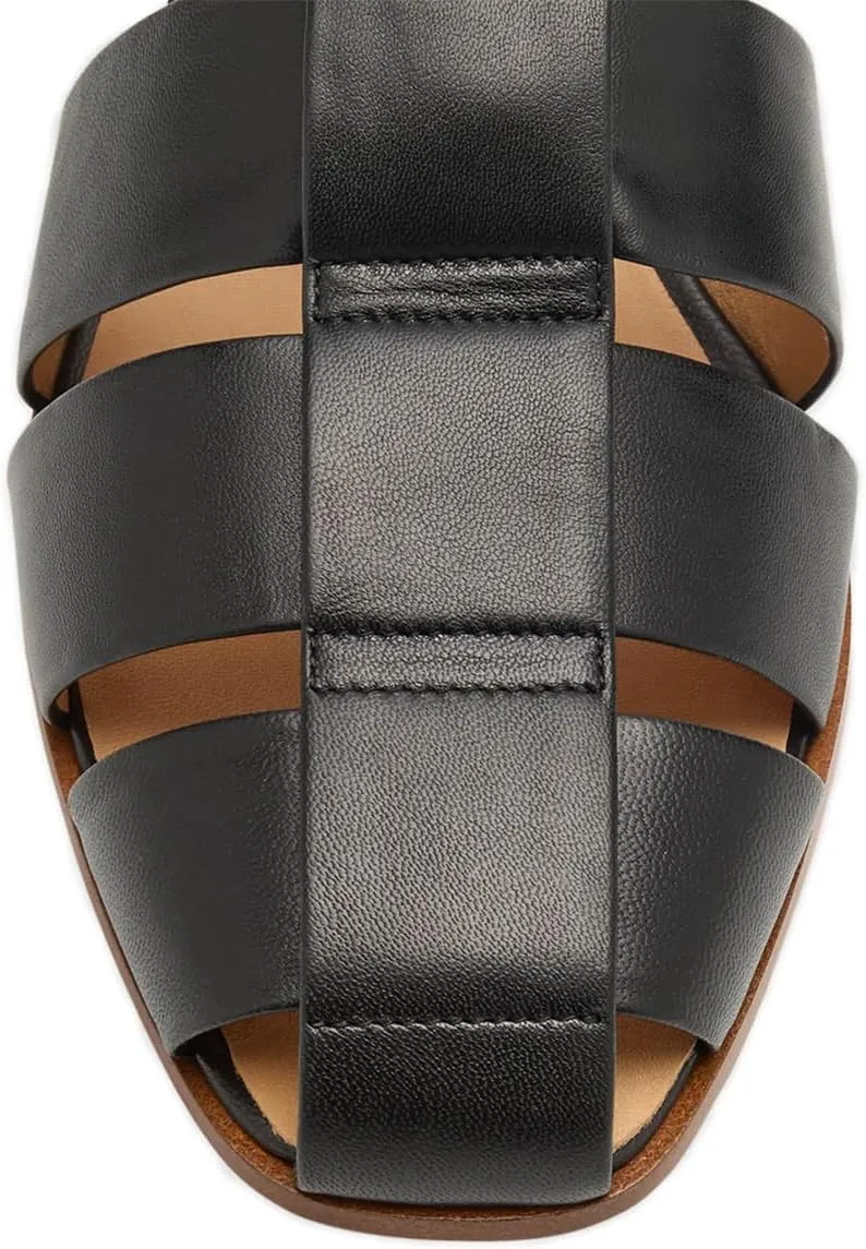 FSJ Women Closed Toe Low Chunky Heel Fisherman Sandals Hollow Cage Roman Gladiator Sandals Comfortable Ankle Strap Summer Daily Shoes Size 4-16 US