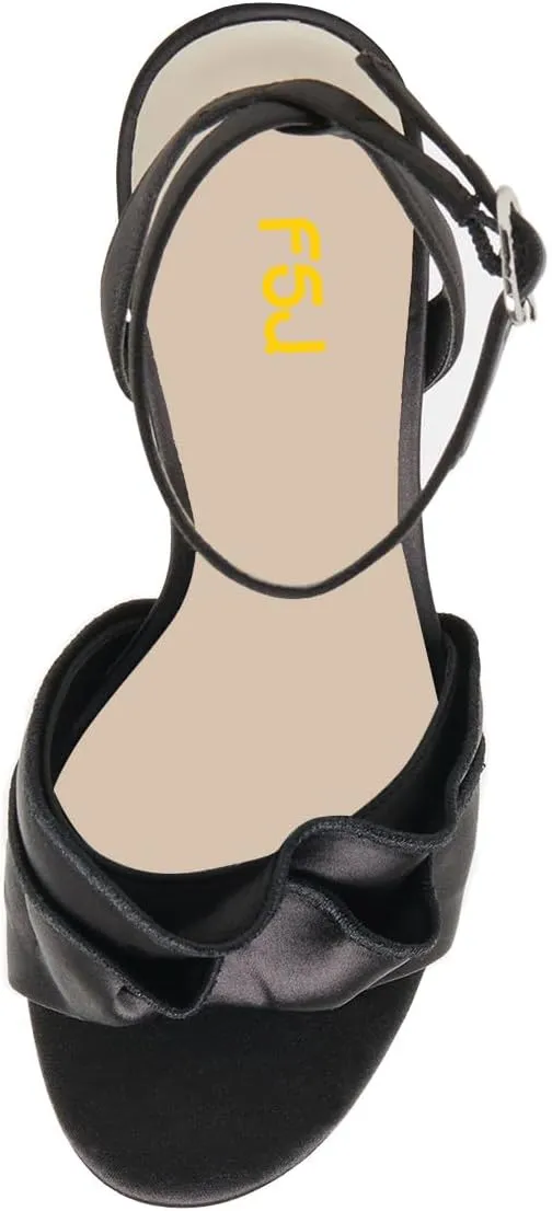 FSJ Women Cute Pearls Heeled Sandal Ankle Strap Beaded High Heel Open Toe Rippling Wedding Party Evening Dress Shoes Size 4-16 US