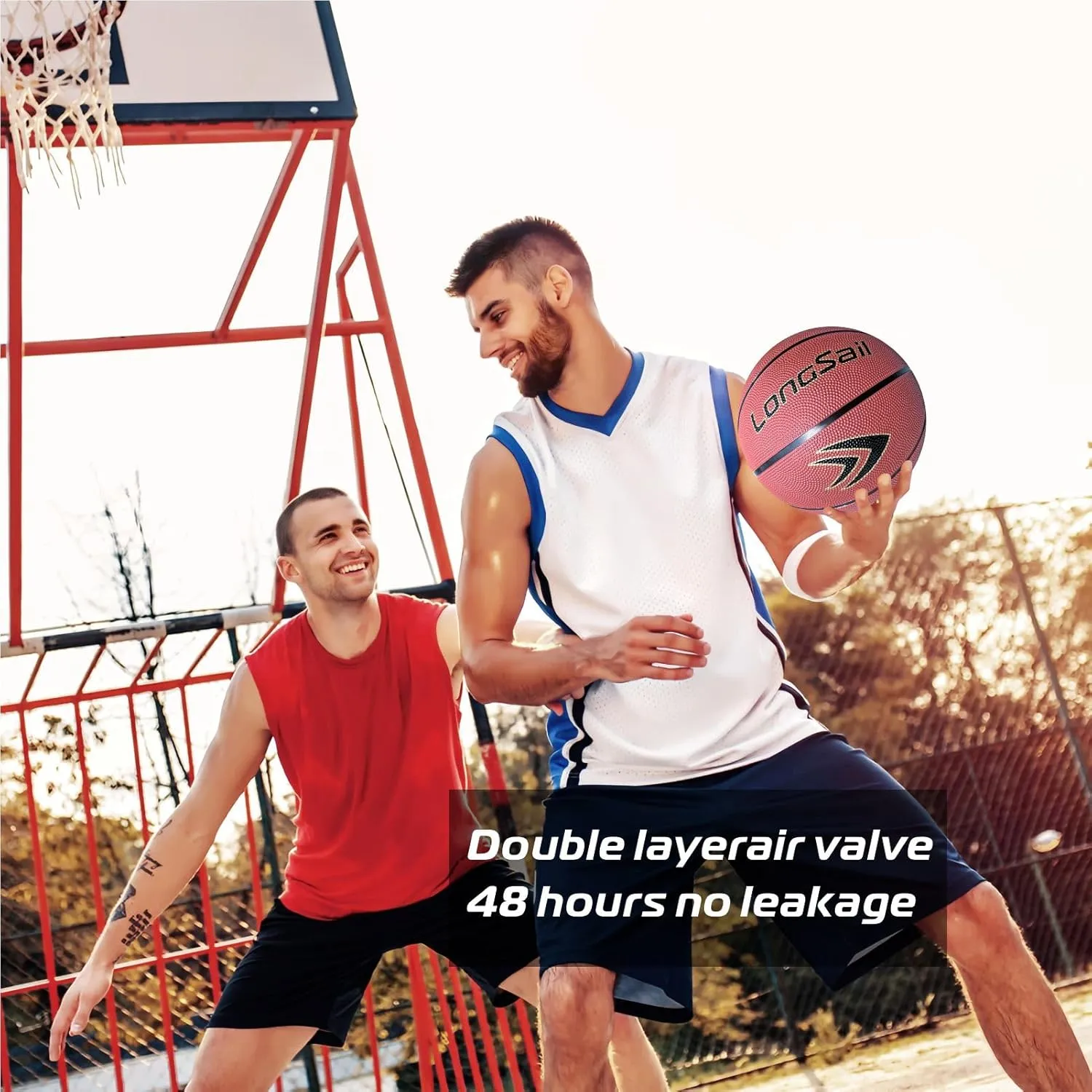 Full Size Basketball Rubber- Leather,Indoor-Outdoor-Pool,with Pump(Deflated)