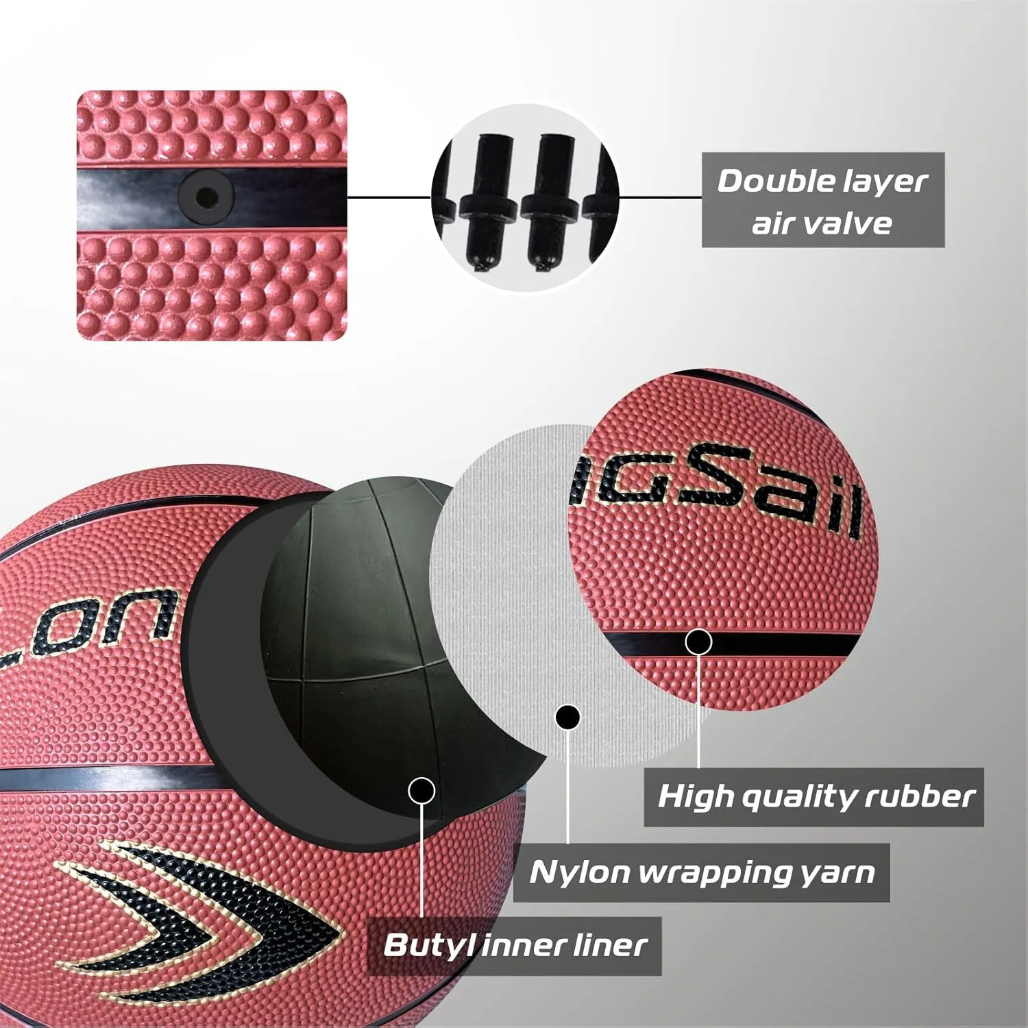 Full Size Basketball Rubber- Leather,Indoor-Outdoor-Pool,with Pump(Deflated)