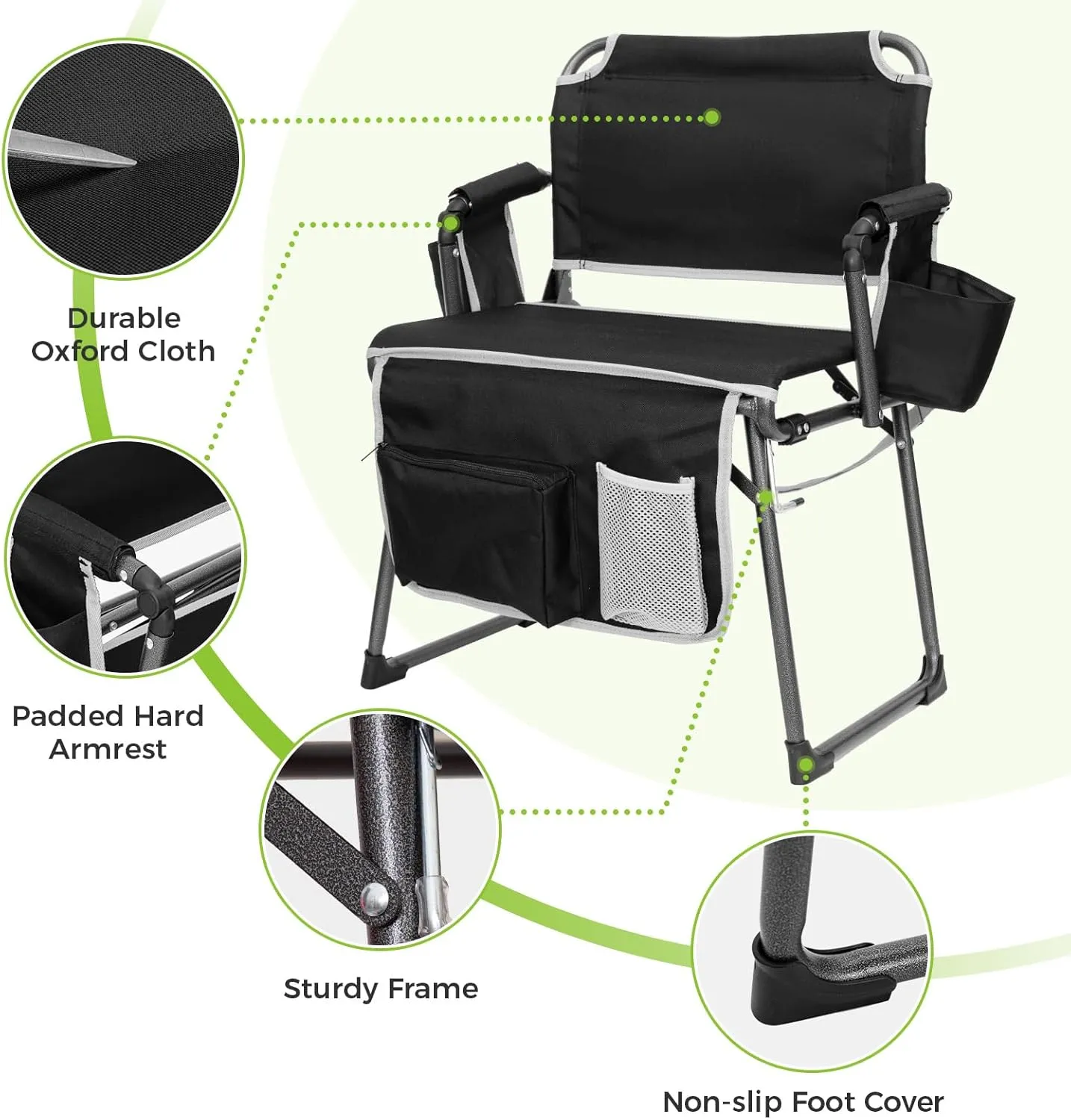 FUNDANGO Portable Stadium Seats with Back Support, Folding 2 in 1 Wide Bleacher Chair with Large Pocket and Cup Holder for Sport Events Concerts