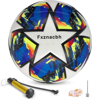 Fxznacbh Soccer Ball Size 5 Indoor and Outdoor Soccer Balls,Waterproof PU Leather,Official Match Ball,with Pump & Needles