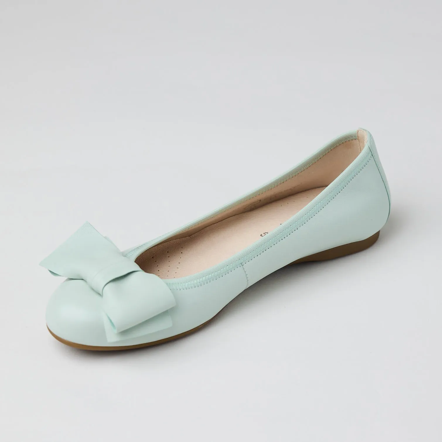 Gabor Mint Leather Ballerina Pumps