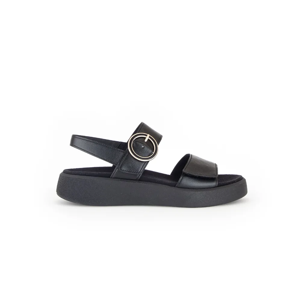 Gabor Pack 62.863.57 Black Leather Sandals G Fit