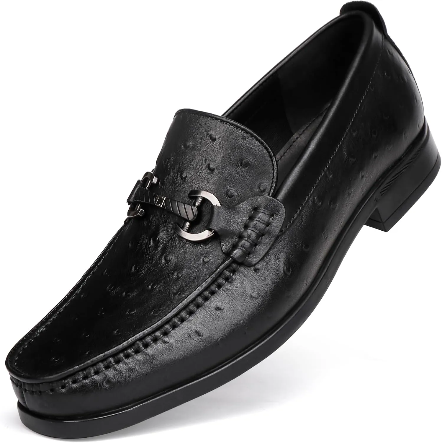 Genuine Ostrich Pattern Leather Loafers Slip-on Penny Loafers Formal Dress Shoes for Men